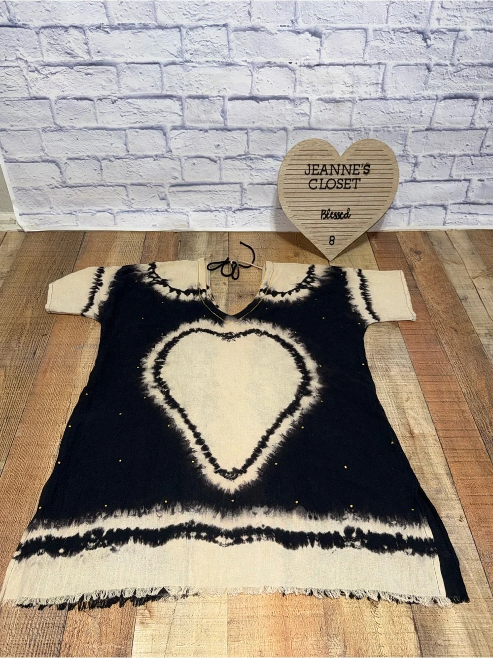 Natural Life Sayulita Kaftan heart tie dye tunic one size gauze summer beach
